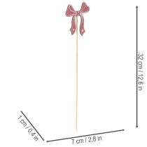 Product Wooden Bow Flower Picks 32cm Set of 12 in Red and Pink