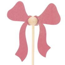 Product Wooden Bow Flower Picks 32cm Set of 12 in Red and Pink