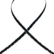 Ribbon gift ribbon strand black silver 3mm 100m