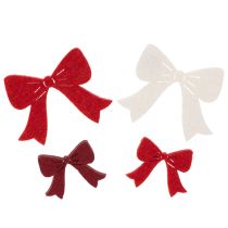 Product Decorative Wooden Christmas Bows 5cm Set in Red, White, and Bordeaux - Pack of 48