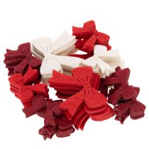 Product Decorative Wooden Christmas Bows 5cm Set in Red, White, and Bordeaux - Pack of 48