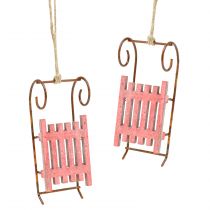 Product Sled red, rust for hanging 11cm 6pcs