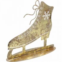 Product Metal ice skate, winter decoration, decorative ice skate, Christmas golden antique look H22.5cm