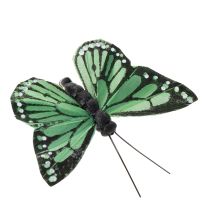 Product Clip-on Butterflies Real Feathers Green Butterflies for décor and crafts 7cm 12 pieces