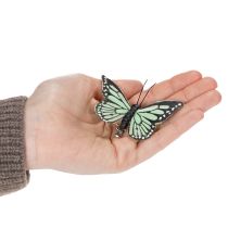 Product Clip-on Butterflies Real Feathers Green Butterflies for décor and crafts 7cm 12 pieces