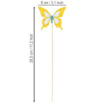 Product Flower picks, craft supplies, butterfly motif for decorating gift wrapping, 28.5cm, 12 pieces