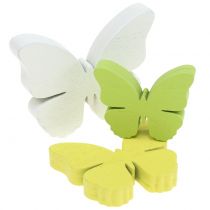 Wooden Butterfly White / Yellow / Green 3cm - 5cm 48pcs