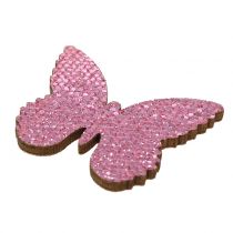 Product Decoration to control Butterfly Pink-Glitter 5/4 / 3cm 24pcs