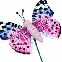 Product Decorative butterfly on a stick Flower plug Spring decoration 16 pieces