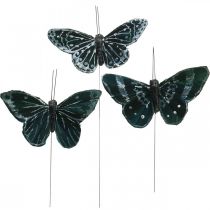 Feather butterflies black and white, butterflies on wire, artificial moths 5.5×9cm 12pcs