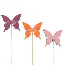 Product Butterfly wooden flower plug colored 9cm/29cm 12pcs