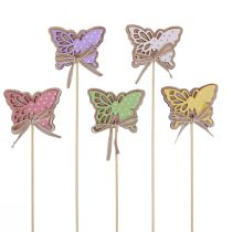 Spring decoration flower plugs wood butterflies 6cm 10pcs