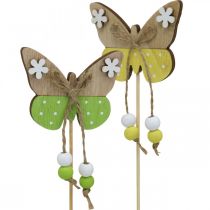Flower stick butterfly wood decoration for sticking 7×5cm 16pcs