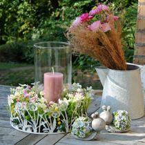 Snails with flowers summer decoration table decoration grey/blue/green 9.5cm set of 2