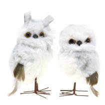 Snowy owls to hang white 12cm 2pcs