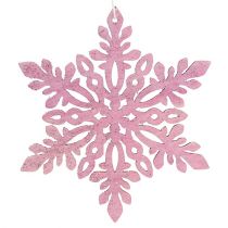 Product Snowflake wood 8-12cm pink/white 12pcs.