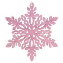 Product Snowflake wood 8-12cm pink/white 12pcs.