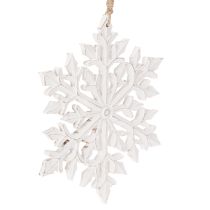 Product Large Wooden Snowflake Hanging Decoration 30cm White