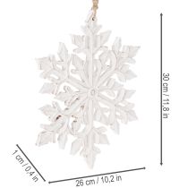 Product Wooden Snowflake Hanging Decoration, 30cm, White