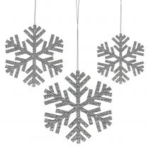 Snowflake Hanging Decoration Silver Ø8cm - Ø12cm 9pcs
