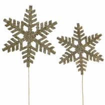 Decorative plug snowflake glitter Ø8/10cm 18 pcs