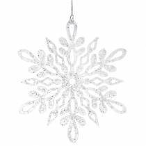 Snowflake to hang 14.5cm transparent, glitter 12pcs