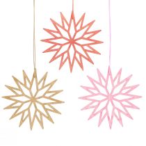 Product Snowflake decoration wooden tree decoration orange 10 cm 12 pieces