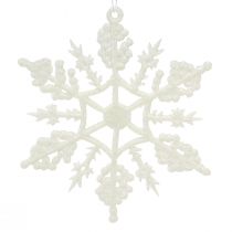 Product Snowflakes Decoration White Glitter Ice Crystals 10cm 12 pcs