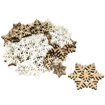 Product Snowflakes Wooden Decoration White Natural 3/5/7cm Assorted 36pcs