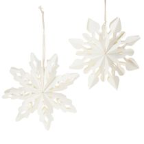 Product Snowflake Christmas decorations made of paper, white, 15cm, 4 pieces