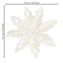 Product Snowflake Christmas decorations made of paper, white, 15cm, 4 pieces