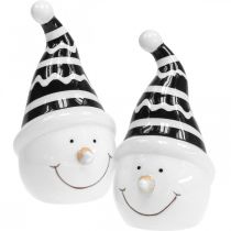 Product Snowman figure deco ceramic black white 12.5cm 3pcs
