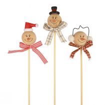 Product Snowman decorative plug flower plug natural wood 5cm 9pcs