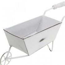 Product Mini wheelbarrow, table decoration, summer decoration shabby chic brown, white H7.5cm L25cm