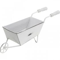 Mini wheelbarrow, table decoration, summer decoration shabby chic brown, white H7.5cm L25cm