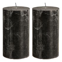 Product Black pillar candles 85×150mm 2pcs, dyed throughout, elegant for decoration & ambience