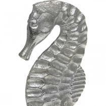 Seahorse to place, sea decoration made of metal, maritime sculpture silver, natural colors H22cm