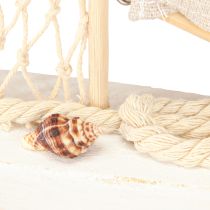 Product Sailboat decoration wood pine on base natural white H39cm
