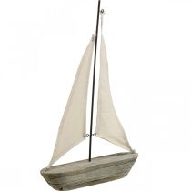 Product Sailing boat, boat made of wood, maritime decoration shabby chic natural colors, white H37cm L24cm