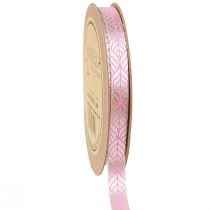 Product Silk Ribbon Leaves Gift Ribbon Beige Pink 10mm 20m