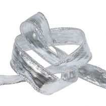 Product Deco ribbon silver with wire edge 25mm 25m