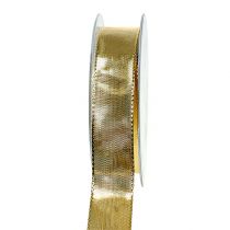 Product Gift ribbon gold with wire edge 25mm 25m