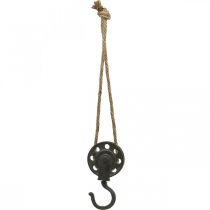 Deco pulley, winch industrial design, hanging basket L55cm