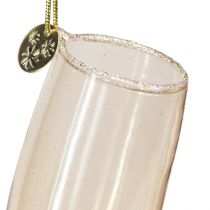 Product Champagne bottle and glass, tree decorations, anniversary, glass decorations to hang, New Year&#39;s Eve H14.5cm real glass set of 2