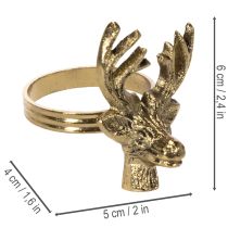 Product Gold Metal Napkin Rings with Deer Head Design, 6cm, Set of 4