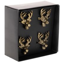 Product Gold Metal Napkin Rings with Deer Head Design, 6cm, Set of 4