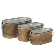 Product Set of metal plant pots and tubs, vintage retro style, L22.5cm/27cm/31cm