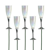 Product New Year&#39;s Eve decoration champagne glass plug silver 7.5cm L27cm 12pcs