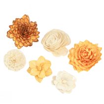 Product Sola Flowers Made of Wood Decorative Wooden Flowers Mix Orange 6-11cm 12-15 Pcs