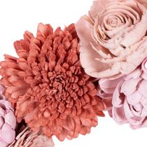 Product Hanging floral wreath with pink blossoms for stylish decoration of living space, 25cm